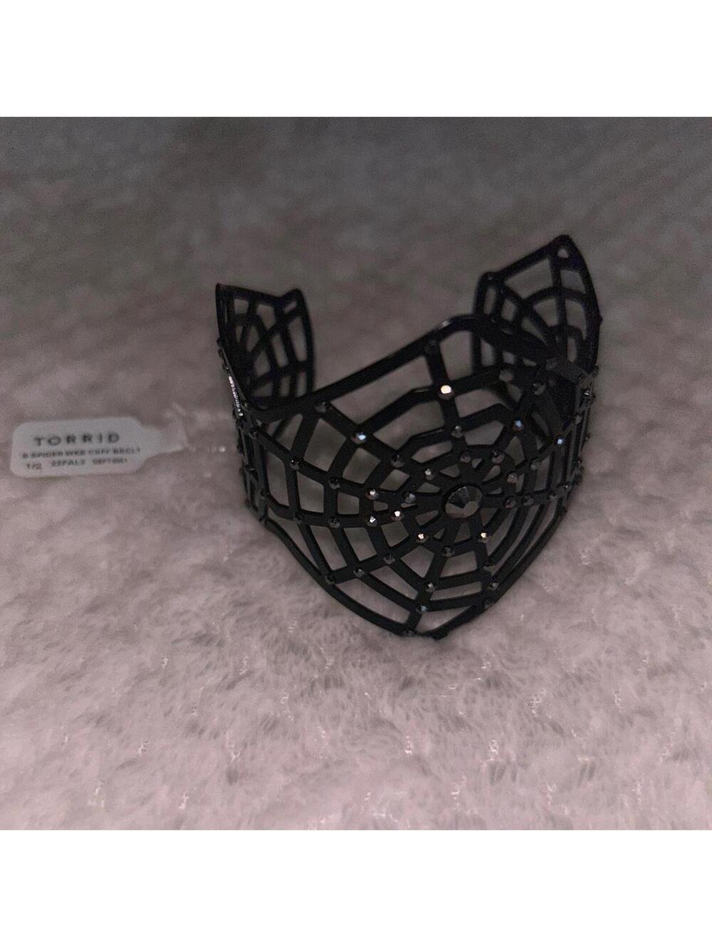 Torrid Halloween Spiderweb Black Cuff Bracelet NWT